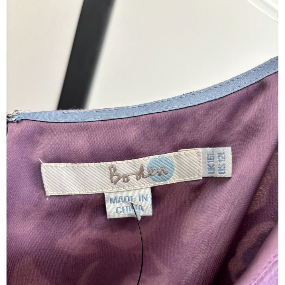 Boden Purple Floral Short Sleeve Dress Size 12 #99452 - Picture 3 of 3